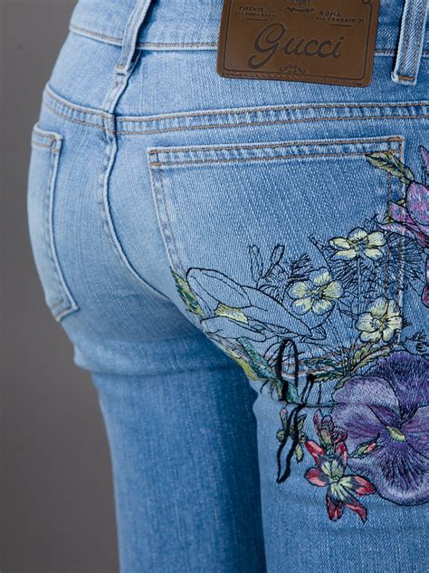 gucci pants flower|Gucci jeans women's.